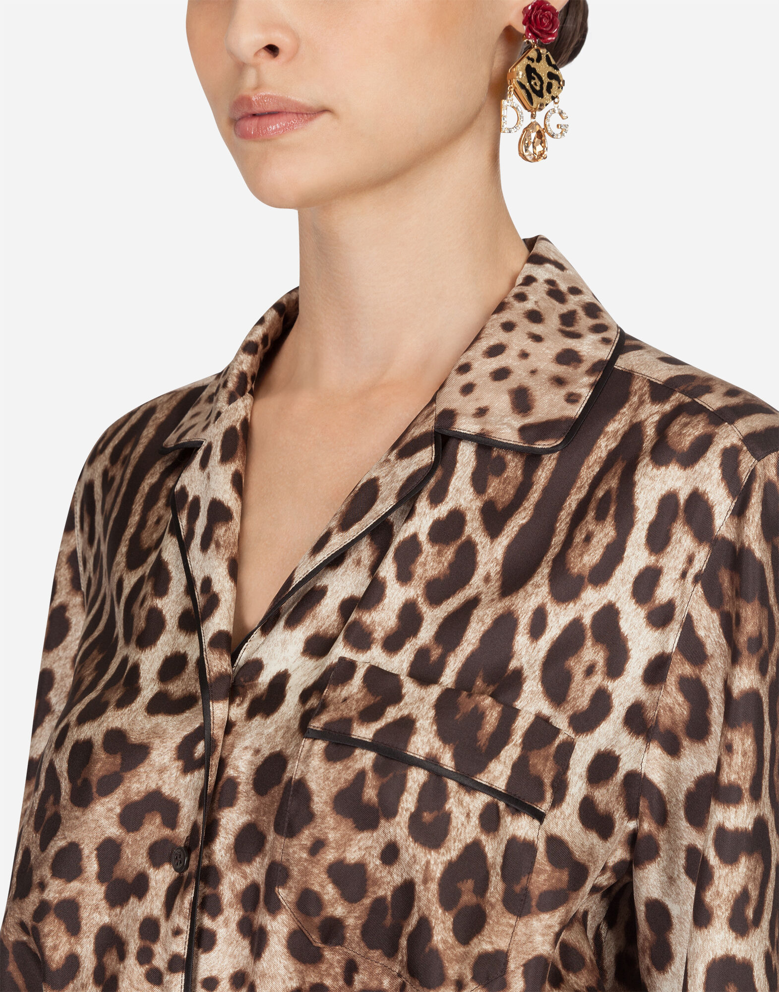 Pajama jumpsuit in silk twill in Multicolor for Women