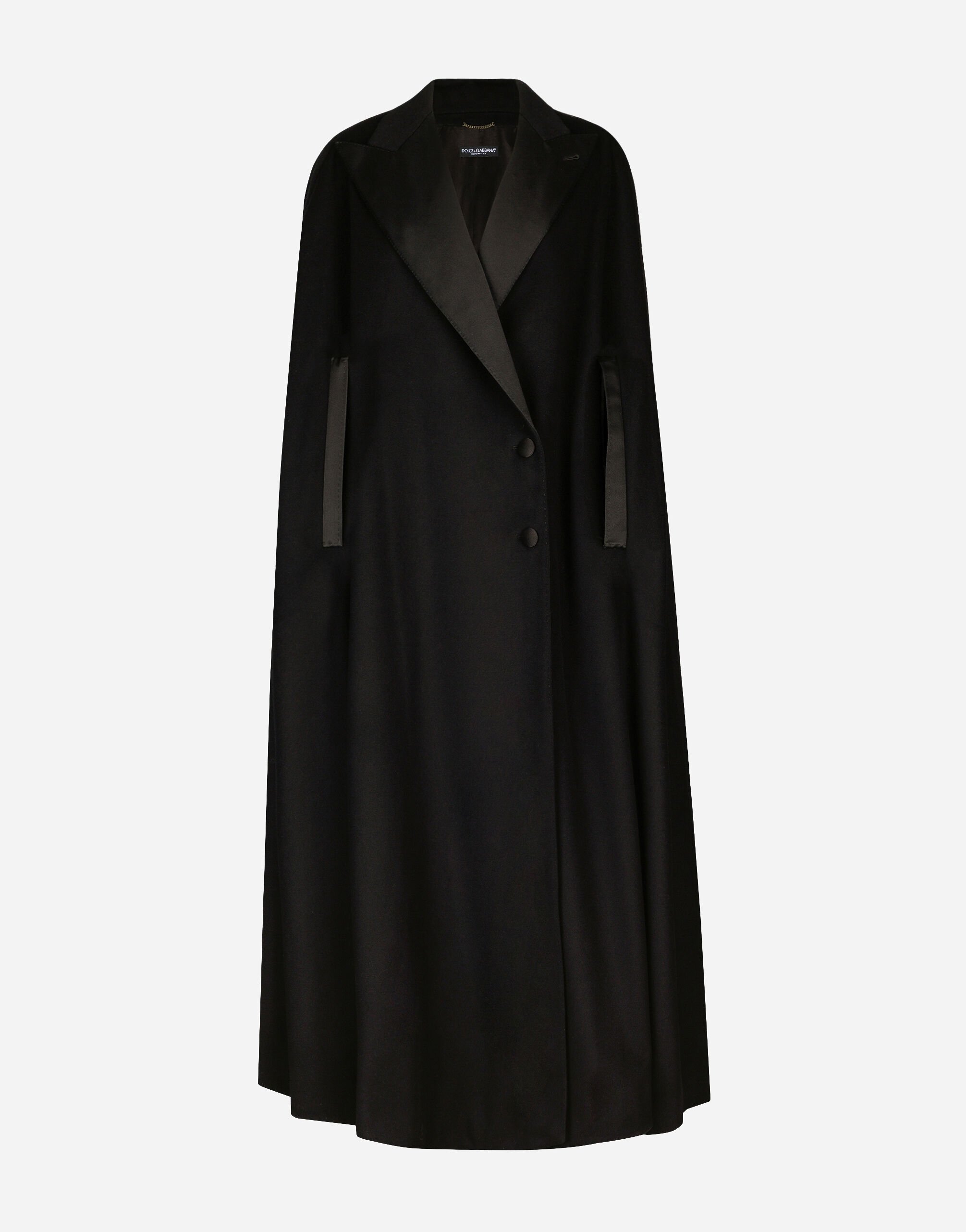 Dolce&Gabbana Einreihiges Cape aus Wolle und Kaschmir Schwarz F6DDXTGDB0R