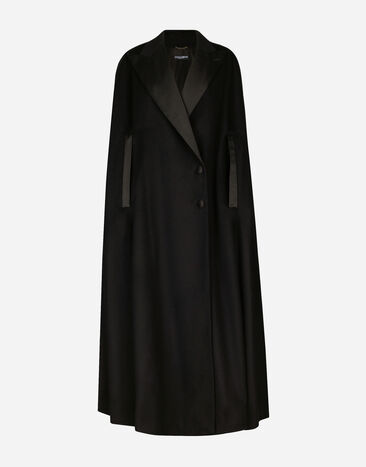 Dolce & Gabbana Single-breasted wool and cashmere cape Black F0C3WTFMMHM