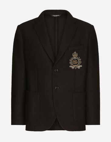 Dolce & Gabbana Chaqueta de punto elástico con parche heráldico Negro G2RC3ZGF149