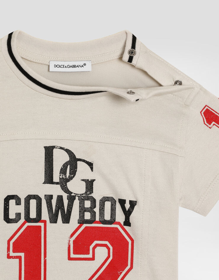 Dolce & Gabbana T-Shirt aus Jersey mit Print Beige L1JTJZG7PUG