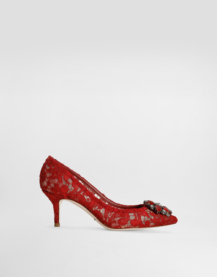 Lace rainbow pumps with brooch detailing