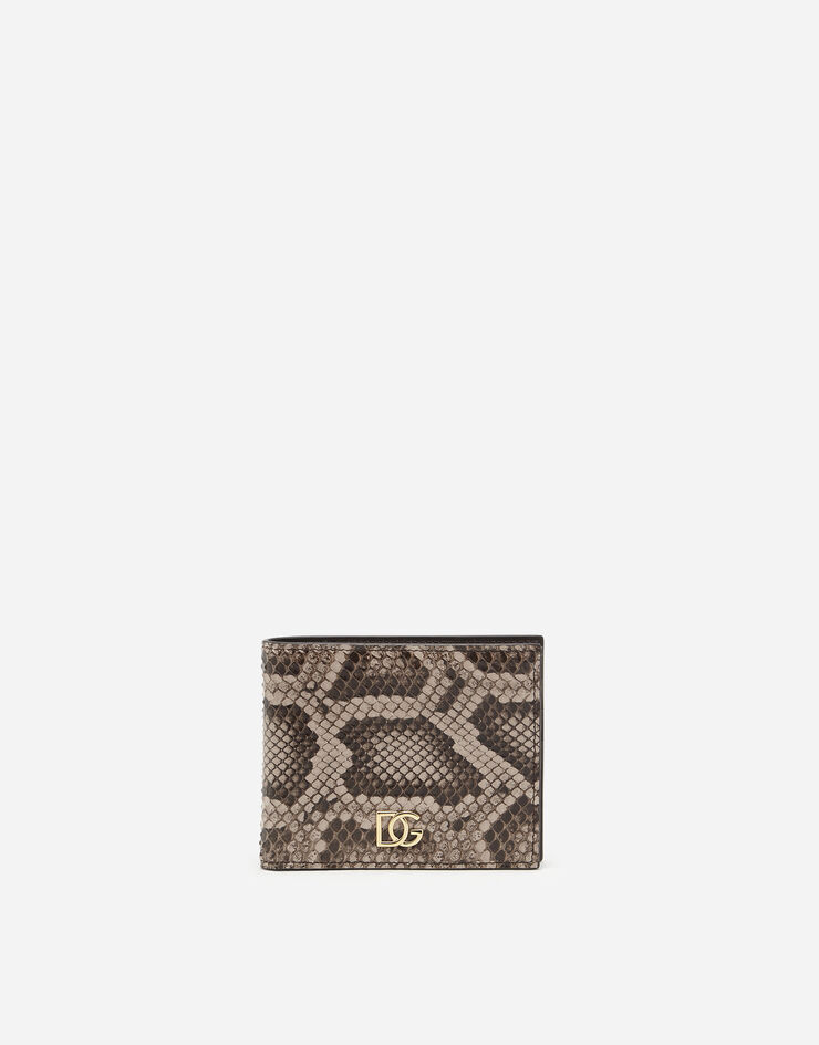 Dolce & Gabbana DG 交叉造型徽标蛇皮折叠钱包 鸽灰色 BP2463A2043