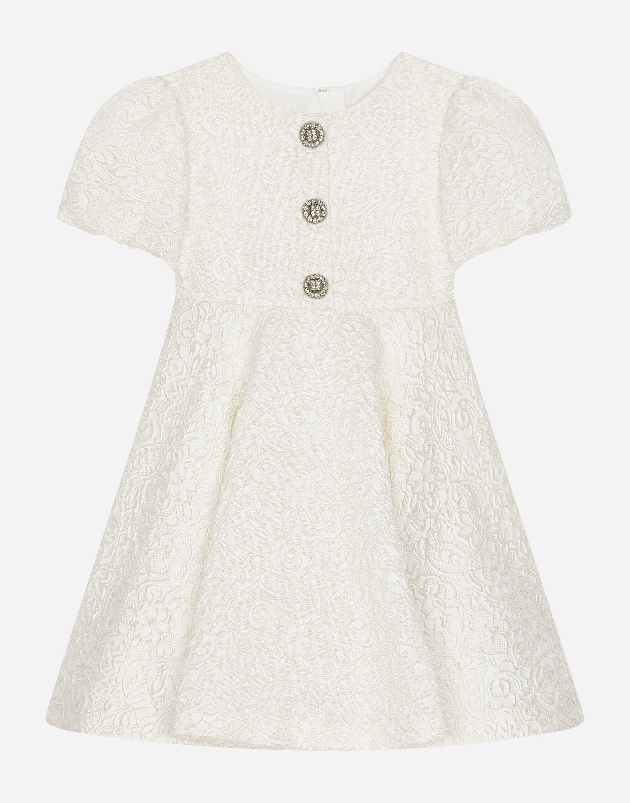 DolceGabbanaSpa Jacquard midi dress with bejeweled buttons White L43S75FUEAJ