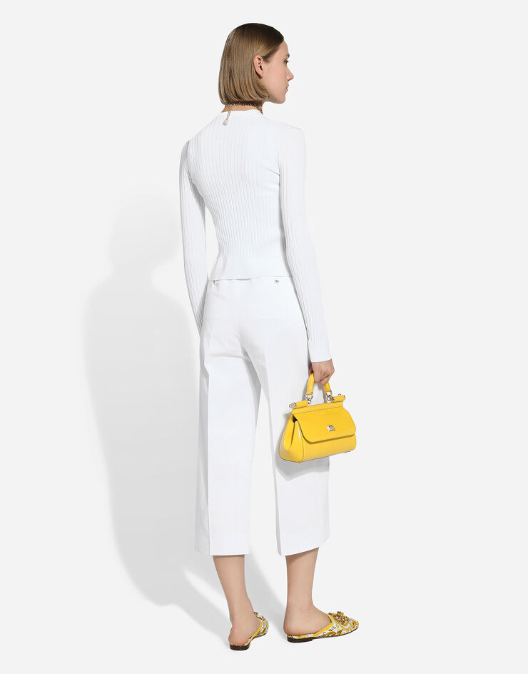 Dolce & Gabbana DGロゴメタルピン リブビスコース カーディガン  White FXV24TJFMDH