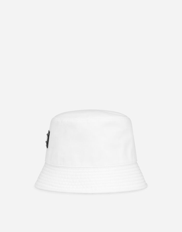 Dolce & Gabbana Cappello pescatore nylon con placca logata Bianco GH701AGF853