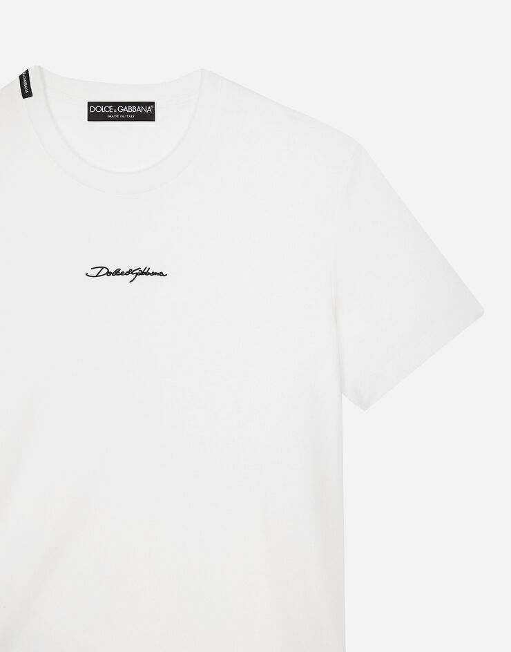 Dolce & Gabbana تيشيرت قطن بشعار أبيض G8RN8ZG7NUB