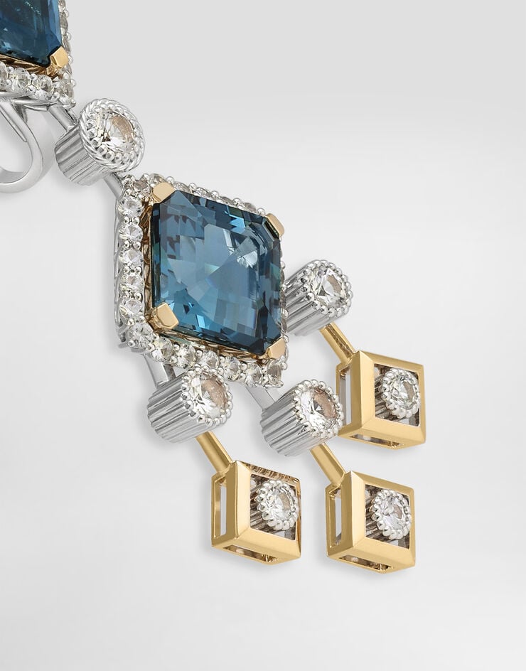 Dolce & Gabbana Eleganza Earrings 18-carat white and yellow gold, topazes, and sapphires Gold WESA3GWTOP1