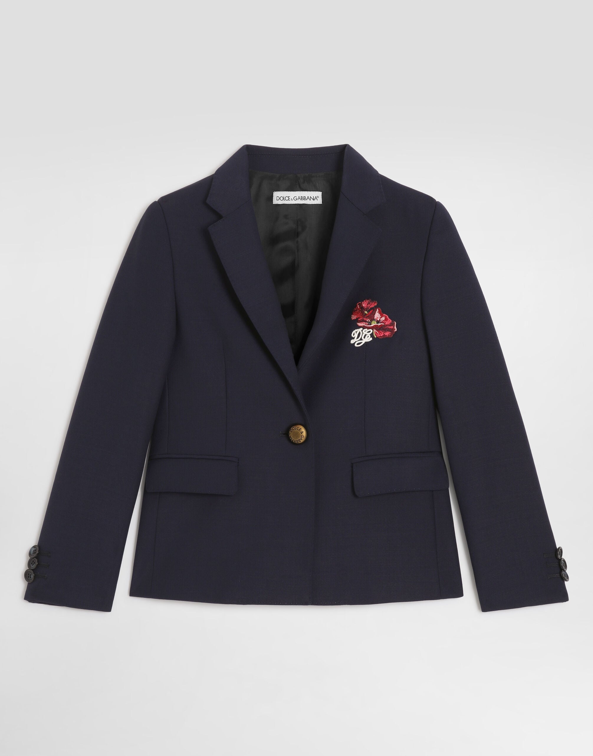 Wool crêpe single-breasted jacket in for Girls | Dolce&Gabbana® US