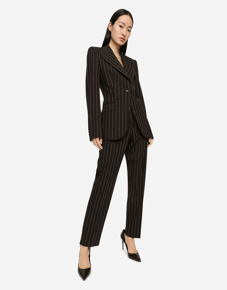 Multicolor wool for pants | in Dolce&Gabbana® US High-waisted pinstripe