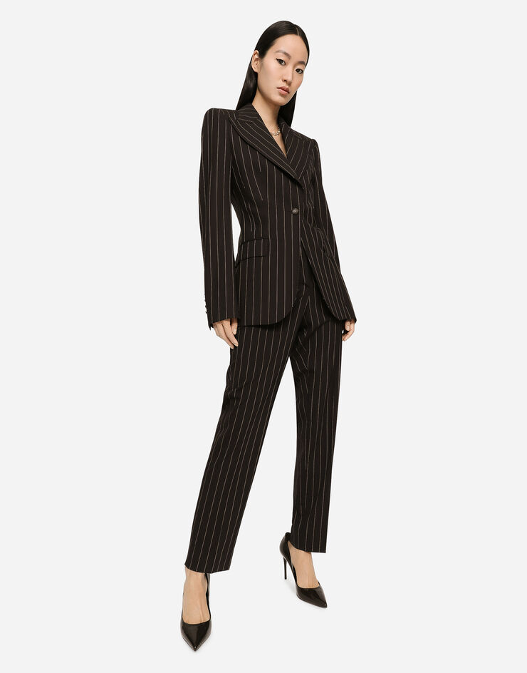 Dolce&Gabbana Pantalón de talle alto de lana con rayas diplomáticas Multicolor FTAM2TFRBC2
