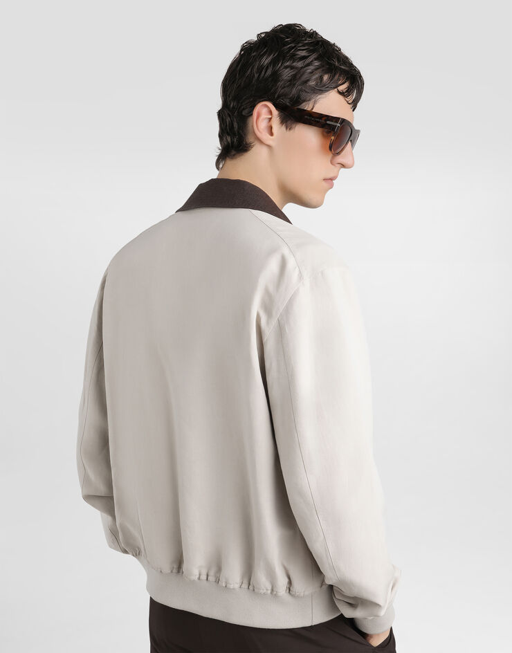 Dolce & Gabbana Linen and silk bomber jacket Beige G9BODZFUTAZ