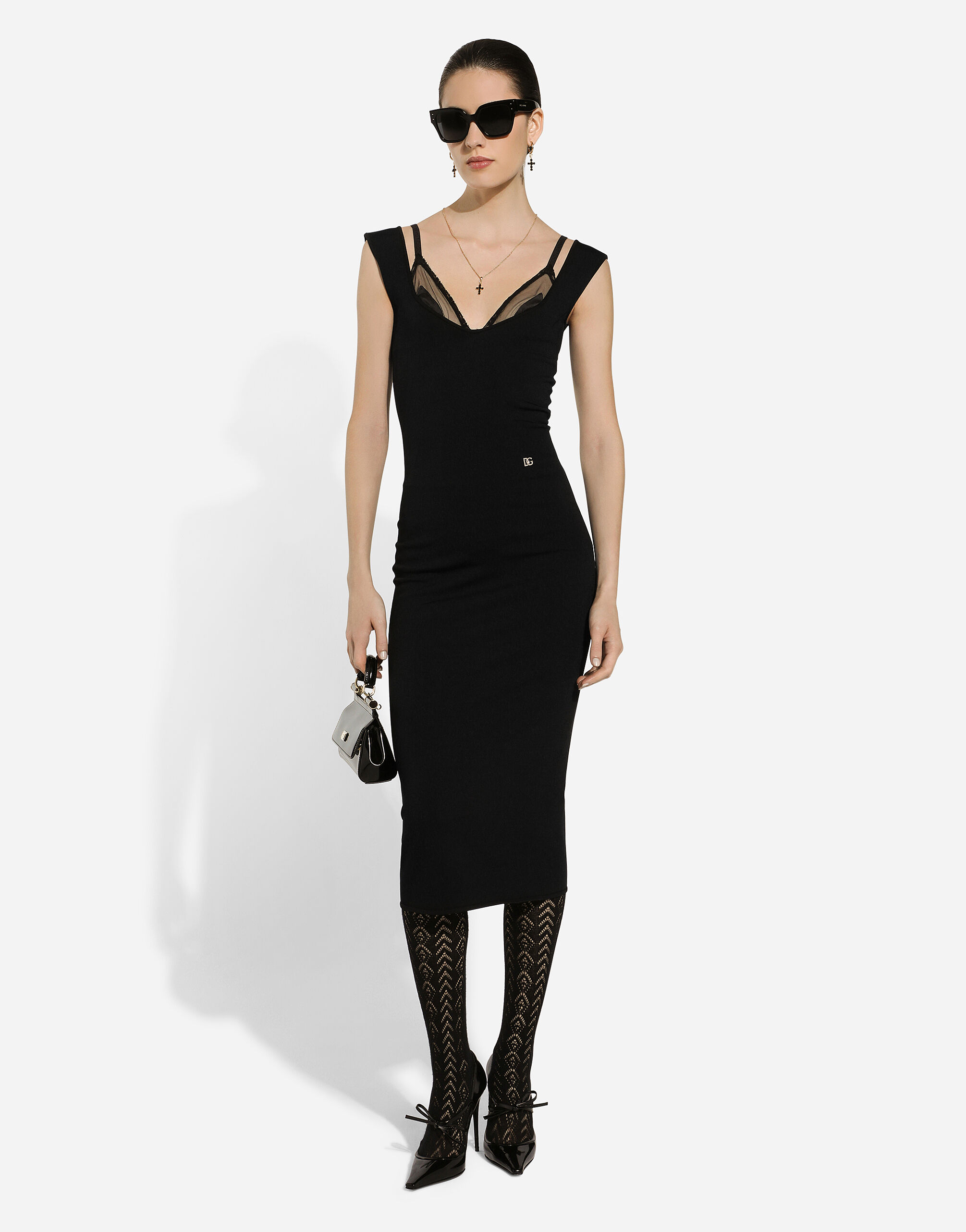 Sleeveless viscose knit dress - thumbnail 2