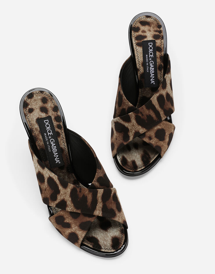 Leopard-print satin mules in Print for Women | Dolce&Gabbana®