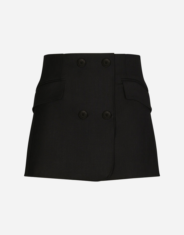 Dolce & Gabbana Minifalda cruzada de sarga Negro F4CJ0TFUBE7