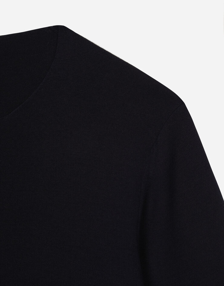 Dolce & Gabbana DG 徽标初剪羊毛圆领针织衫 蓝 GXX24ZJCVR3