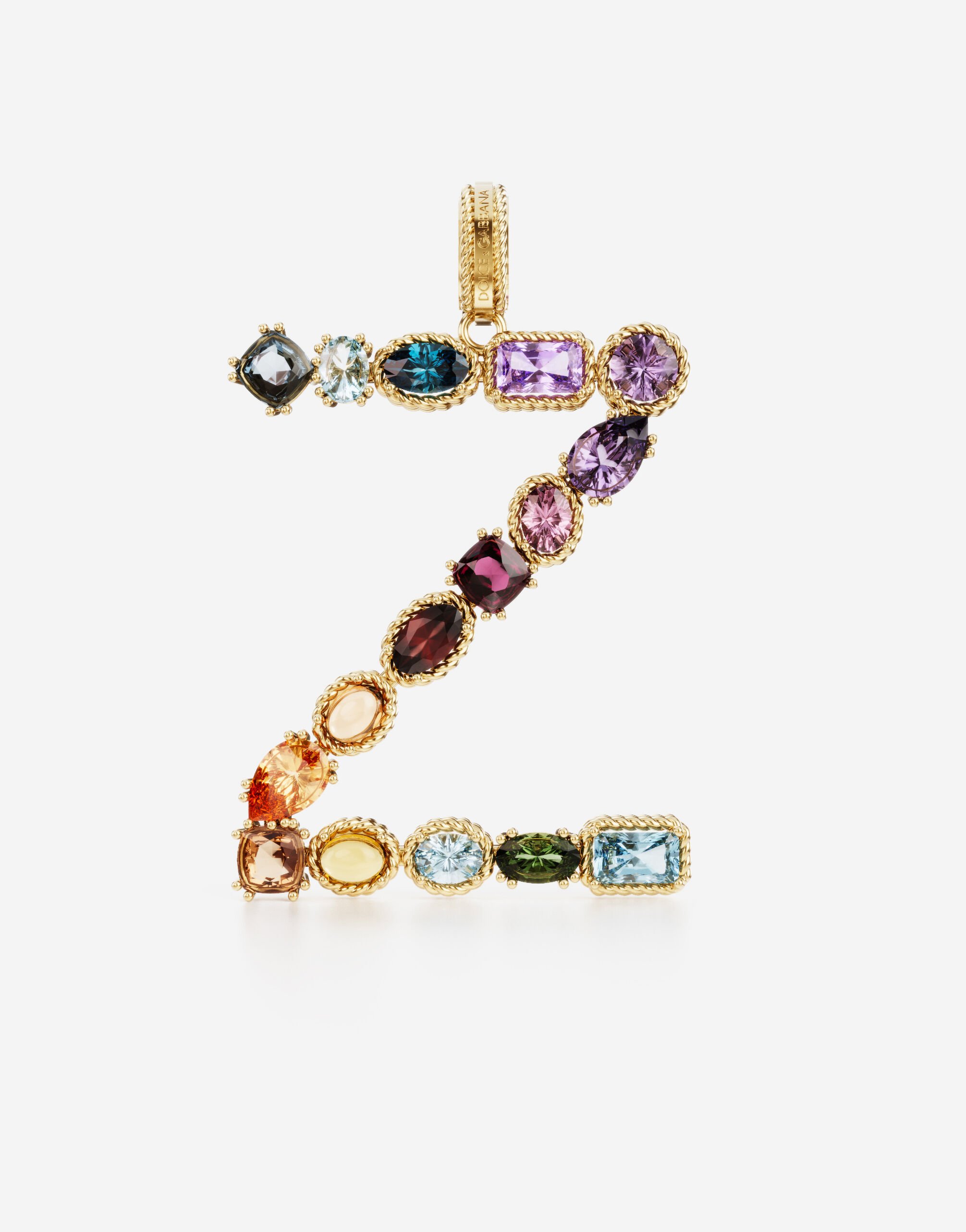 Dolce & Gabbana Rainbow alphabet Z 18 kt yellow gold charm with multicolor fine gems Gold WANR1GWMIXJ