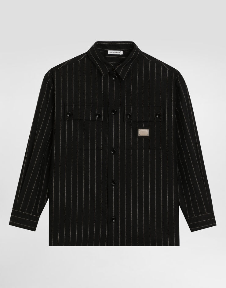 Dolce & Gabbana قميص صوف مقلّم ببطاقة موسومة متعدد الألوان L44S31FRBC1