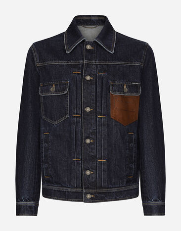 Dolce & Gabbana Denim jacket with embossed tag on leather Multicolor CS1769AJ968