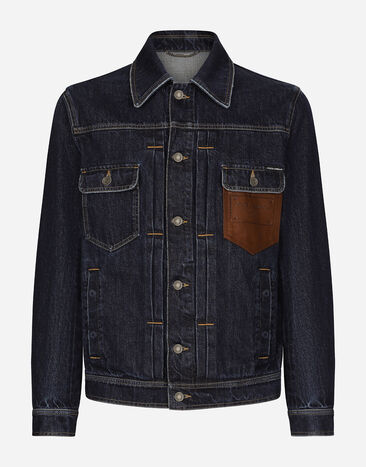 Dolce & Gabbana Denim jacket with embossed tag on leather Multicolor G5MO3DG8MD8