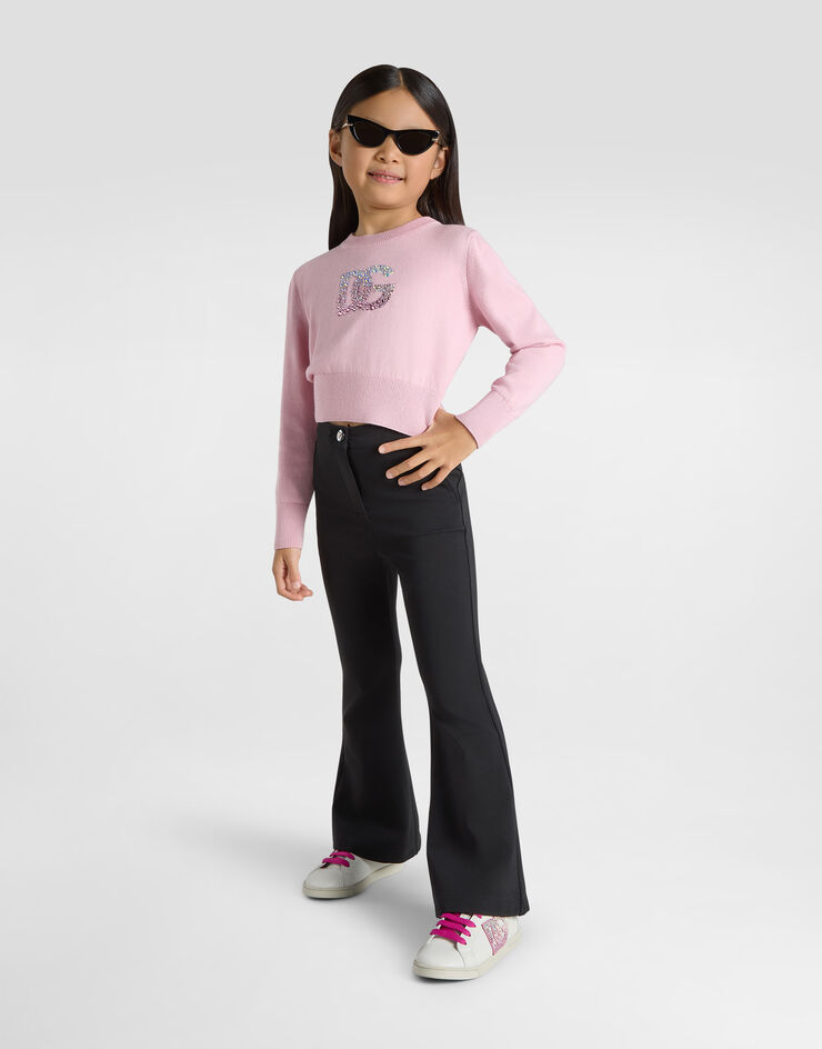 Dolce & Gabbana Jersey de punto satinado con logotipo DG Rosa L5KWM8JBCGC
