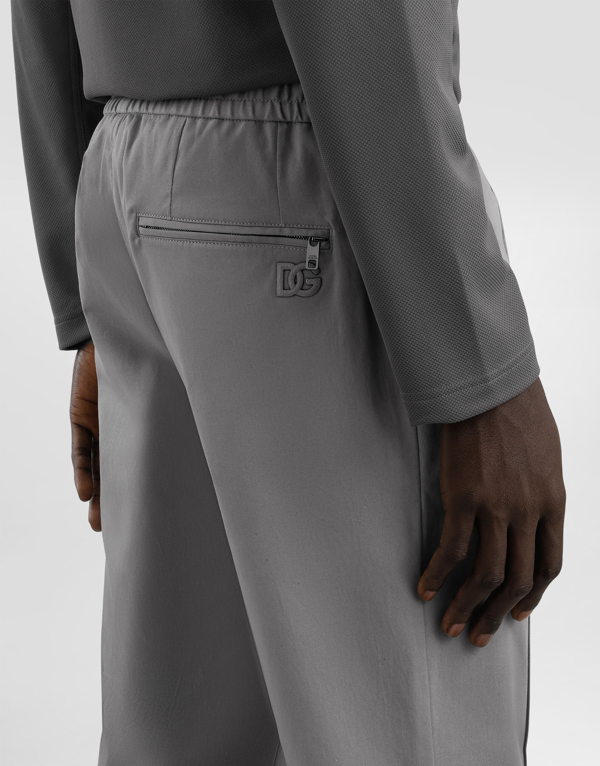 Cotton gabardine jogging trousers in Grey for Men | Dolce&Gabbana® US