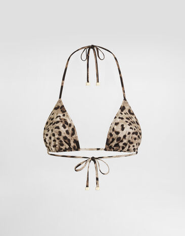 Dolce & Gabbana Leopard-print triangle bikini top Multicolor O1A00JONO11