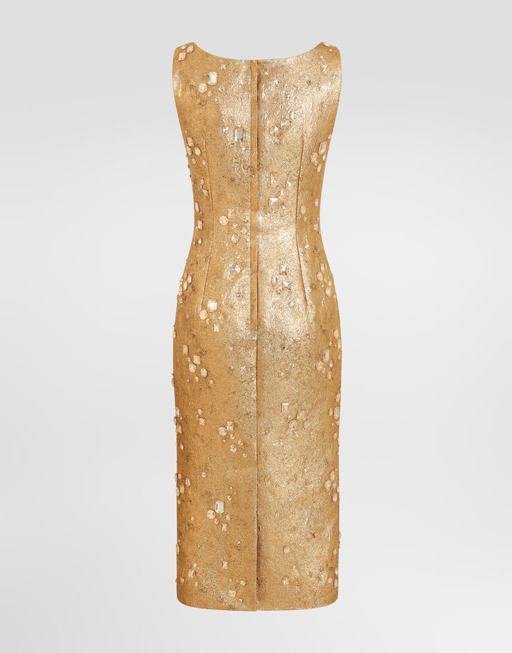 Dolce & Gabbana Jacquard dress with embroidery Multicolor F620NZGDD0V