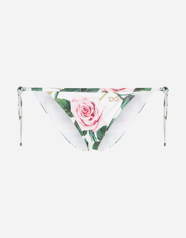 Dolce & Gabbana BIKINI BOTTOMS WITH STRING TIES AND TROPICAL ROSE PRINT ESTAMPADO DE FLORES O2A01JFSGR0