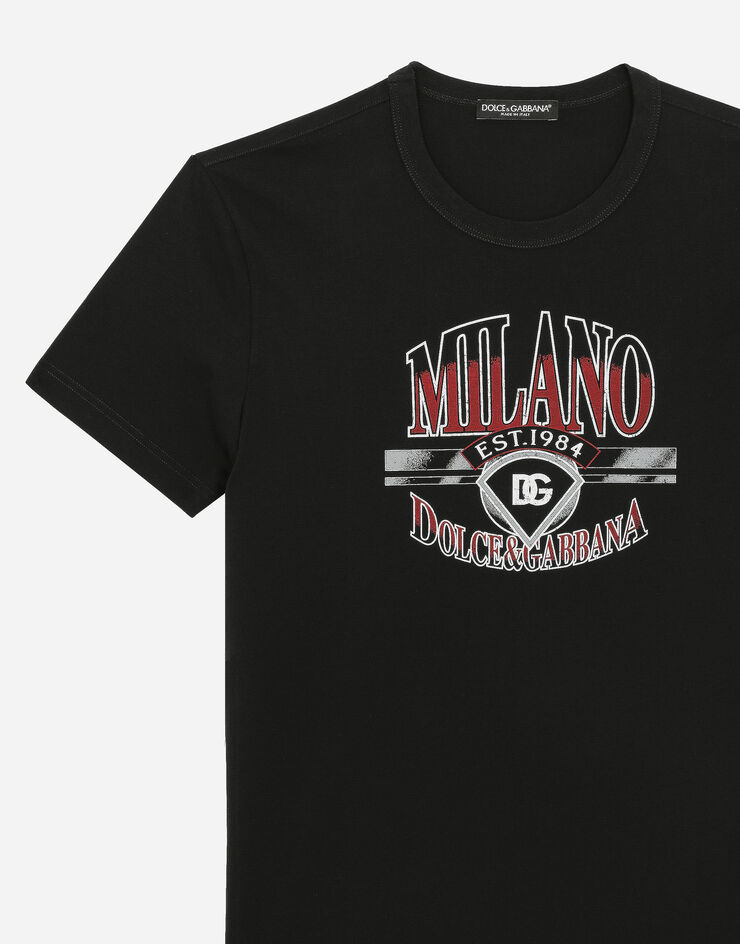 Dolce&Gabbana Milano-print cotton T-shirt with DG logo Blue G8PE3TG7J5X