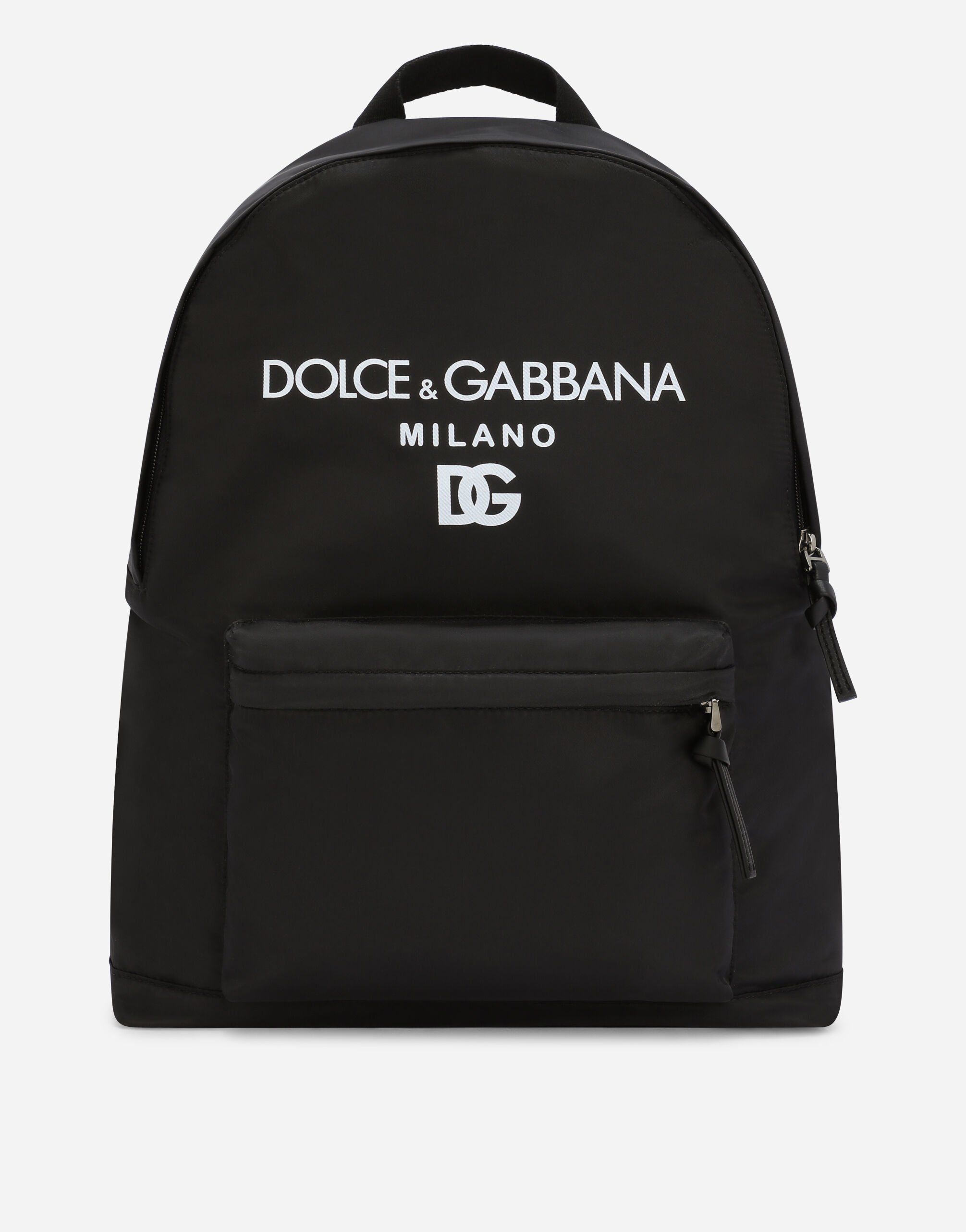 Nylon backpack with Dolce&Gabbana Milano print in Black for