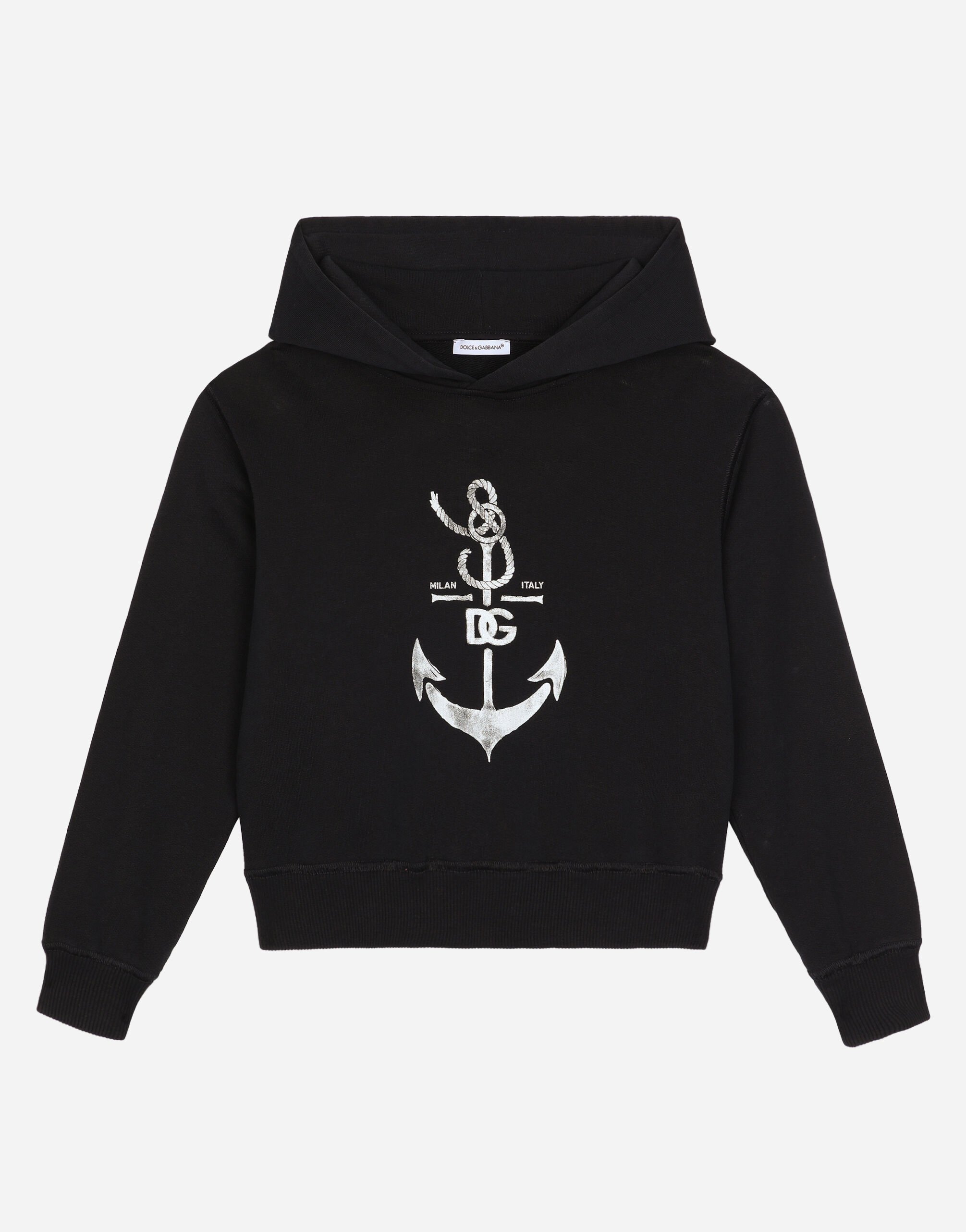 Dolce & Gabbana Jersey hoodie with DG anchor print Print L4JWITHS7NW
