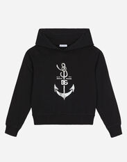 Dolce & Gabbana Jersey hoodie with DG anchor print Print L4JTDSHS7NG
