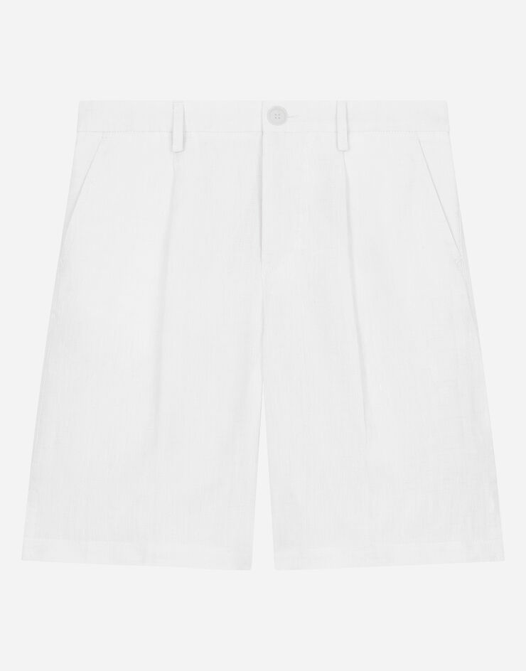Dolce & Gabbana Non-stretch linen shorts Beige L43Q33FU4LG