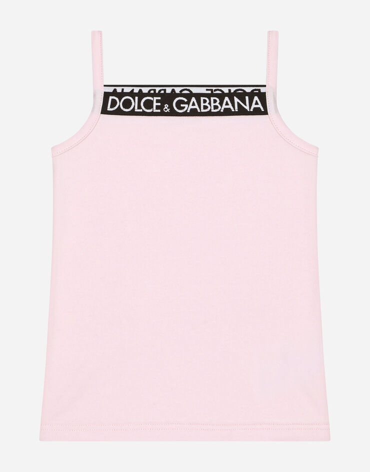Dolce & Gabbana Camiseta sin mangas de punto con logotipo Dolce&Gabbana Rosa L5J714FUGNE