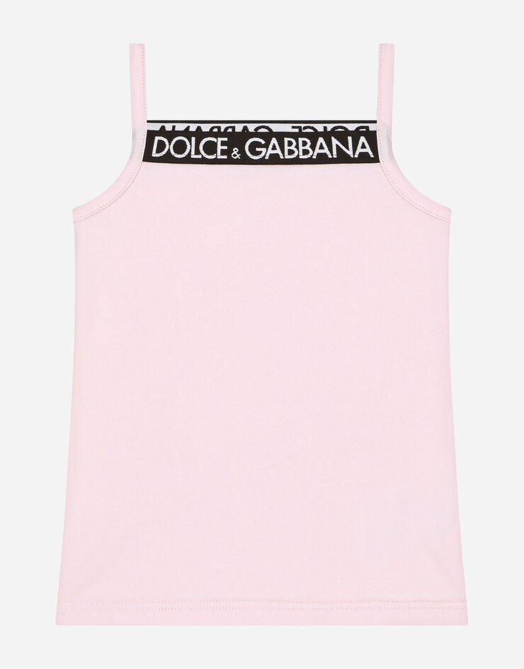 Dolce & Gabbana Jersey tank top with Dolce&Gabbana logo Pink L5J714FUGNE
