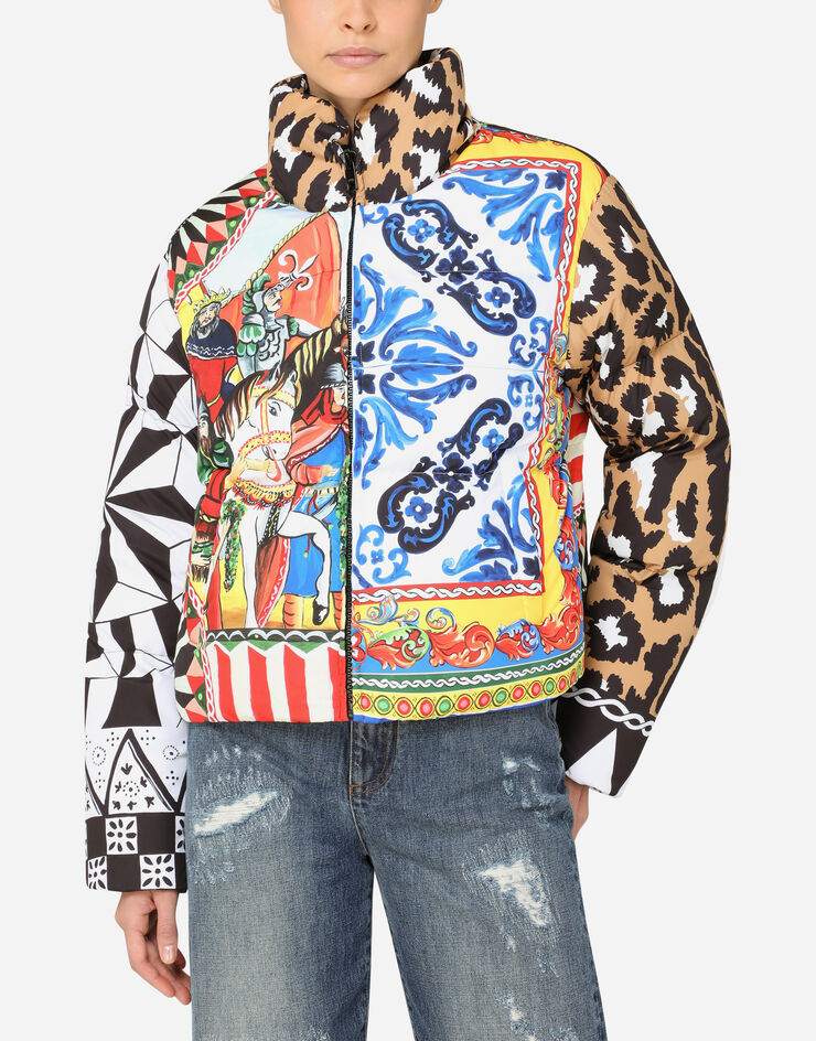 Dolce & Gabbana Padded nylon jacket with patchwork print MULTICOLOR I9514WFHMF2