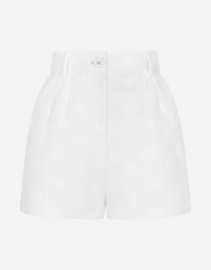 Dolce & Gabbana Shorts in jacquard con logo DG allover Bianco FTBVHTHJMOW