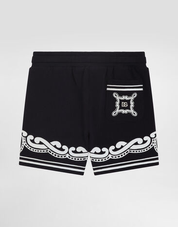 Dolce & Gabbana Piqué shorts with bandanna print Blue L1JQU7G7O0B