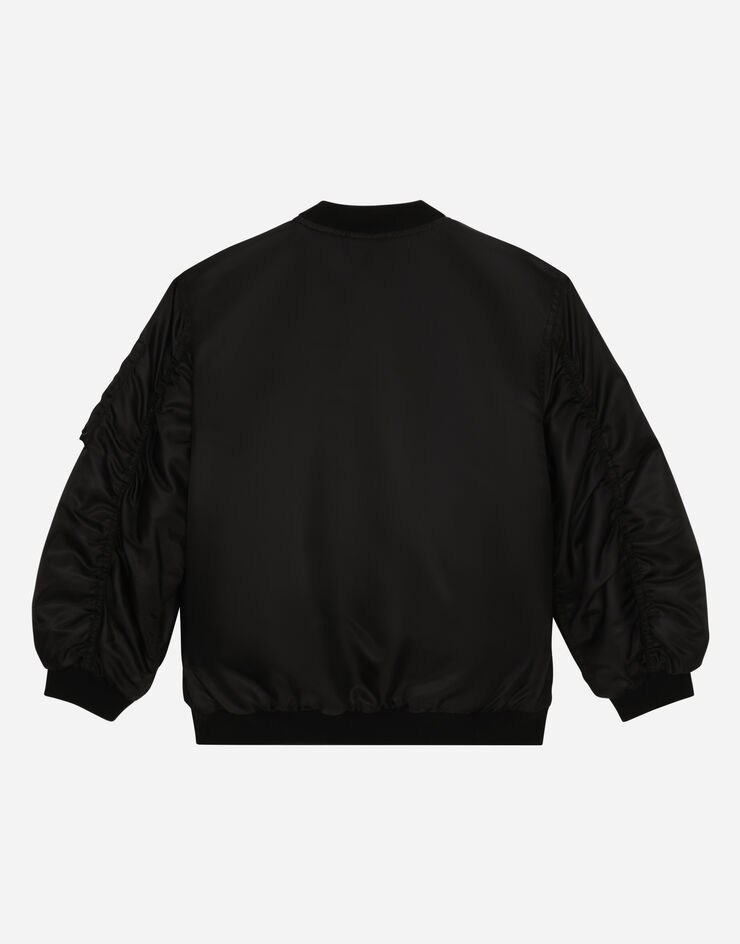 DolceGabbanaSpa Twill bomber jacket with logo tag Black L4JB5TG7KZ7