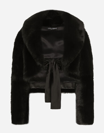 Dolce & Gabbana Short lambskin jacket with belt Black F0W3FTHUMKN