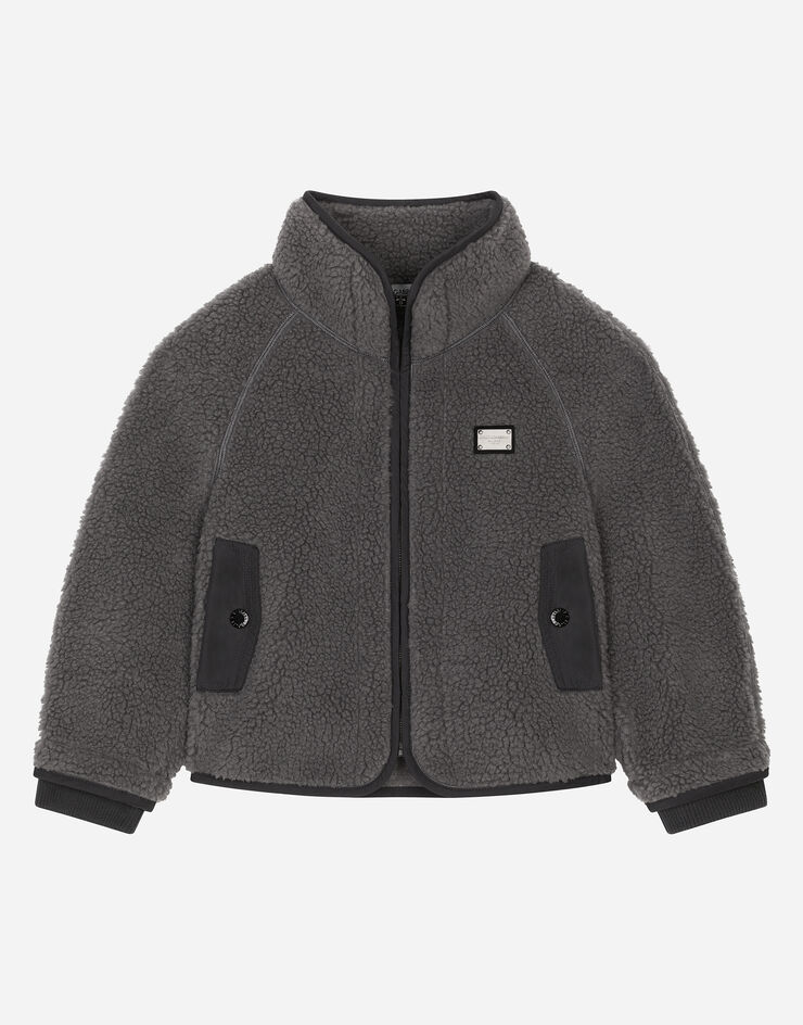 Dolce & Gabbana Faux fur jacket with branded tag Grey L4JB7DG7N1S