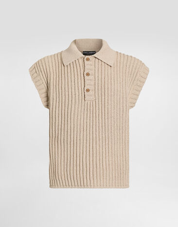 Dolce & Gabbana English rib knit polo shirt Multicolor GXZA4TJBCHS