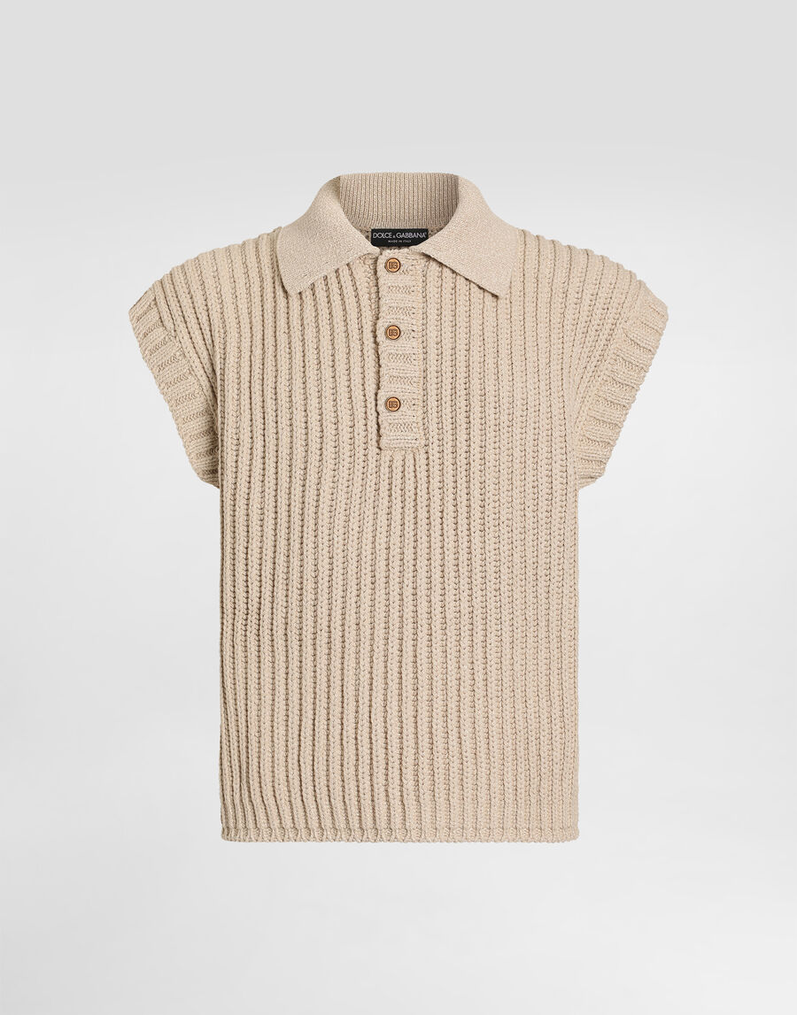 English rib knit polo shirt