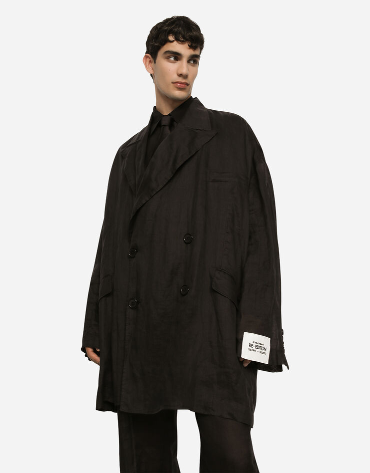 Dolce & Gabbana Oversize double-breasted linen jacket Black G2SF2TFU4JA