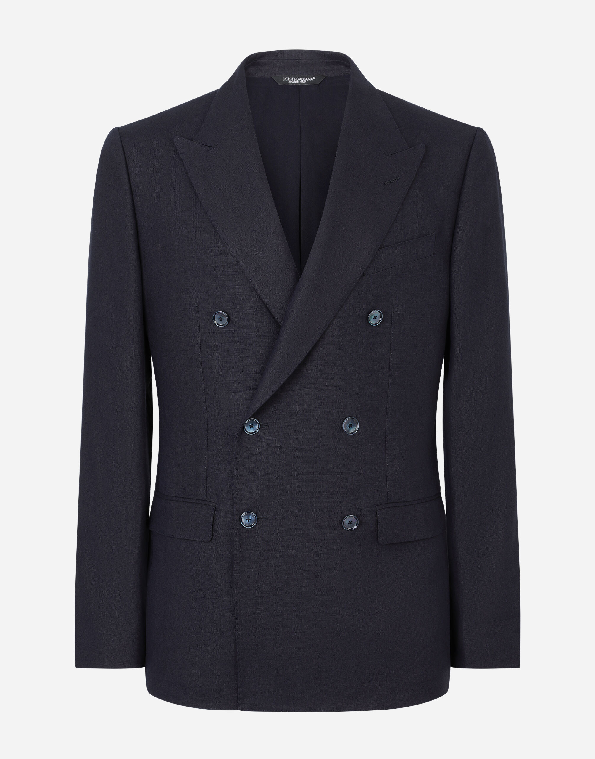 Double-breasted linen Taormina-fit suit in BLUE for Men