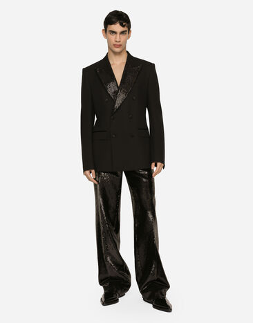 Dolce & Gabbana Chaqueta Sicilia de esmoquin en lana con botonadura doble Negro G2QU4TFURLT
