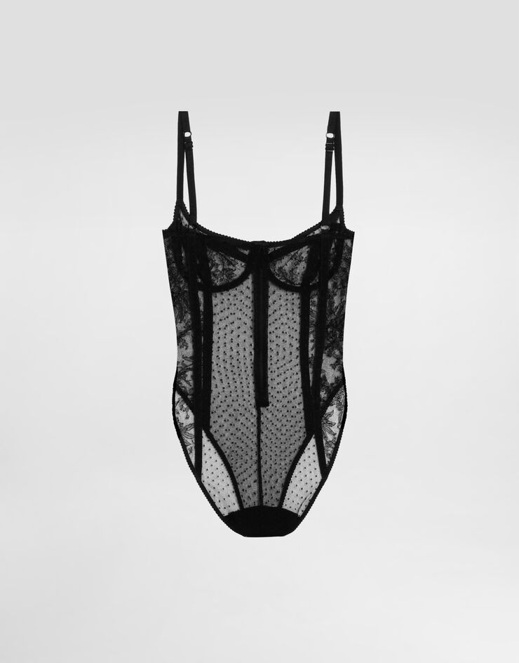 Dolce & Gabbana Plumetis, lace and tulle bodysuits Dolce & Gabbana Plumetis, lace and tulle bodysuits Black O9A43TONO24