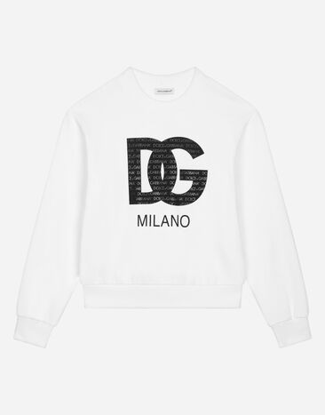 Dolce & Gabbana Jersey sweatshirt with DG logo print Blue G2PT9ZFUGLI