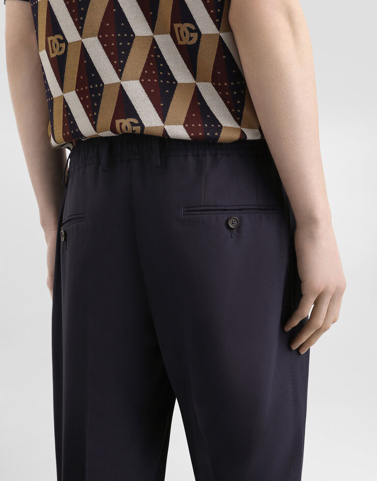 Dolce & Gabbana Silk and gabardine trousers Blue GV4EETFUTAX